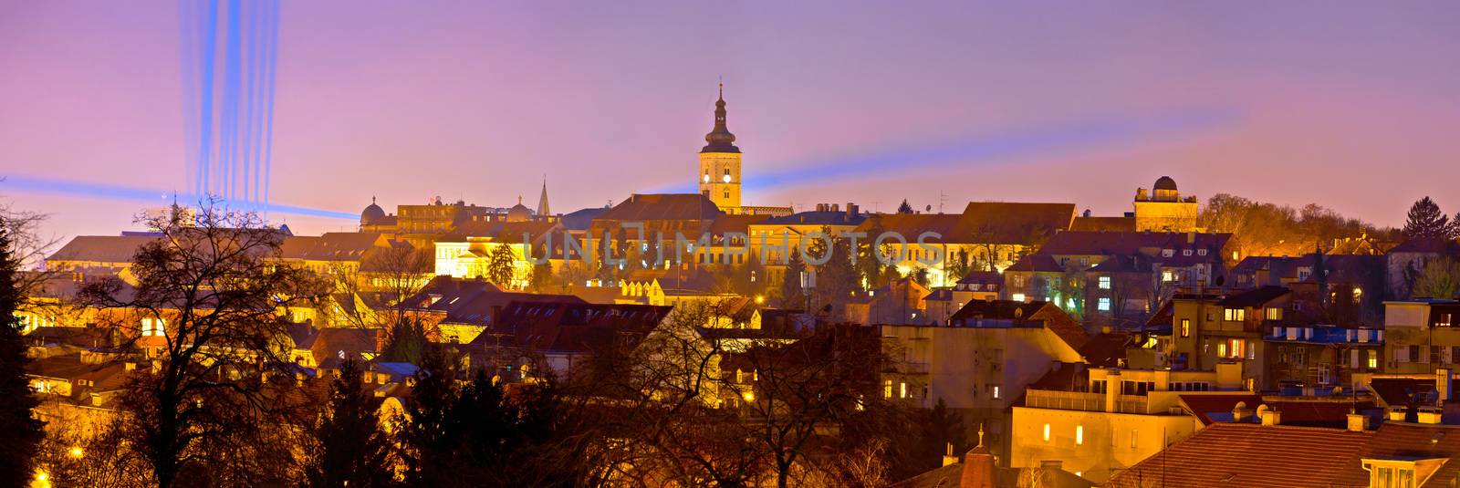 Zagreb historic upper town night view, capital of Croatia