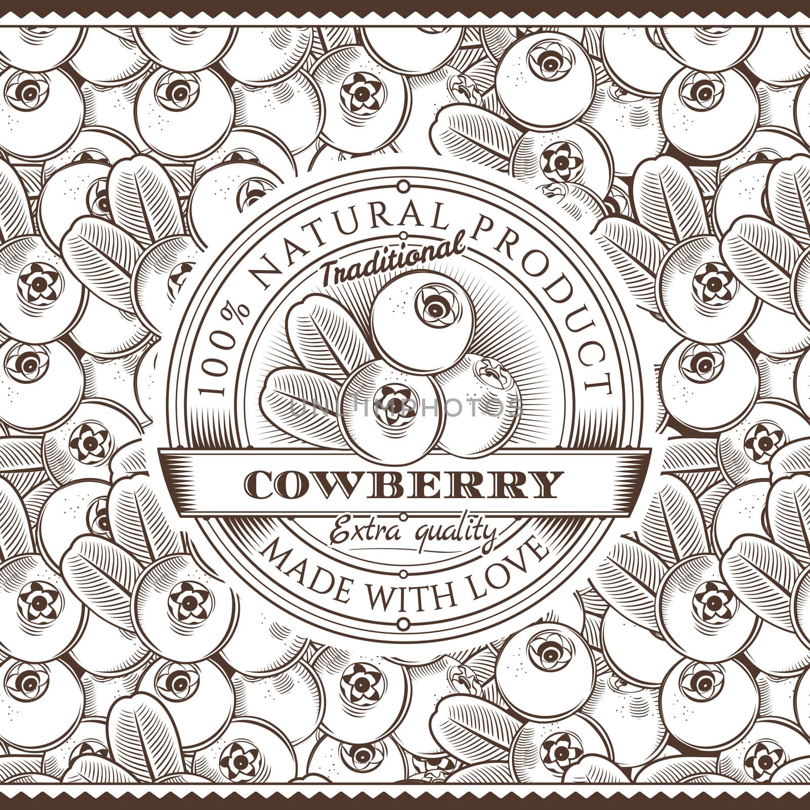 Vintage Cowberry Label On Seamless Pattern by ConceptCafe