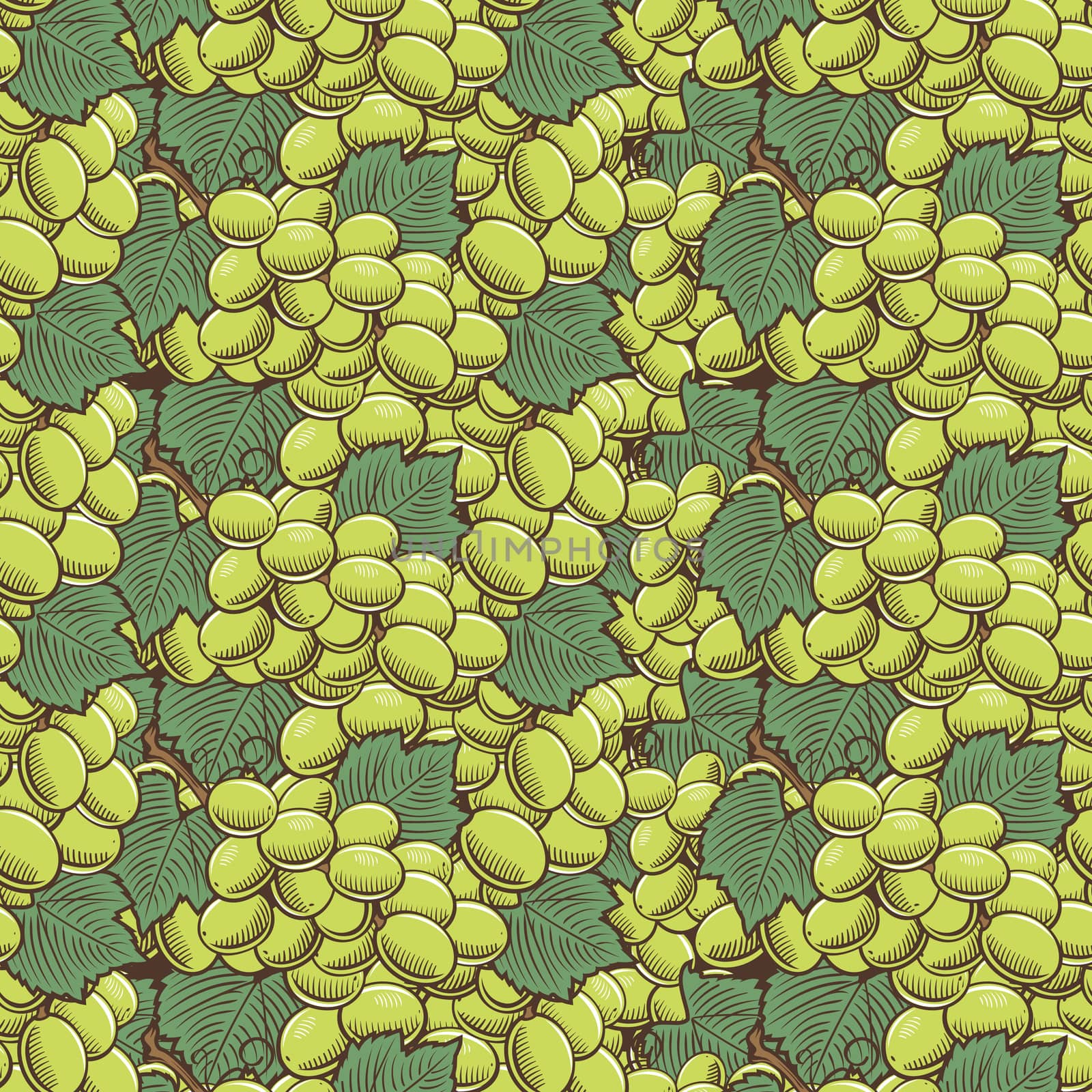Vintage Green Grapes Seamless Pattern by ConceptCafe