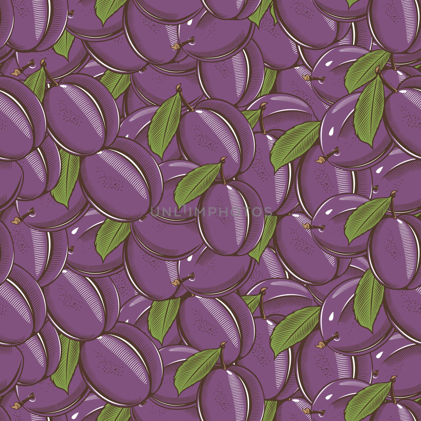 Vintage Plum Seamless Pattern by ConceptCafe