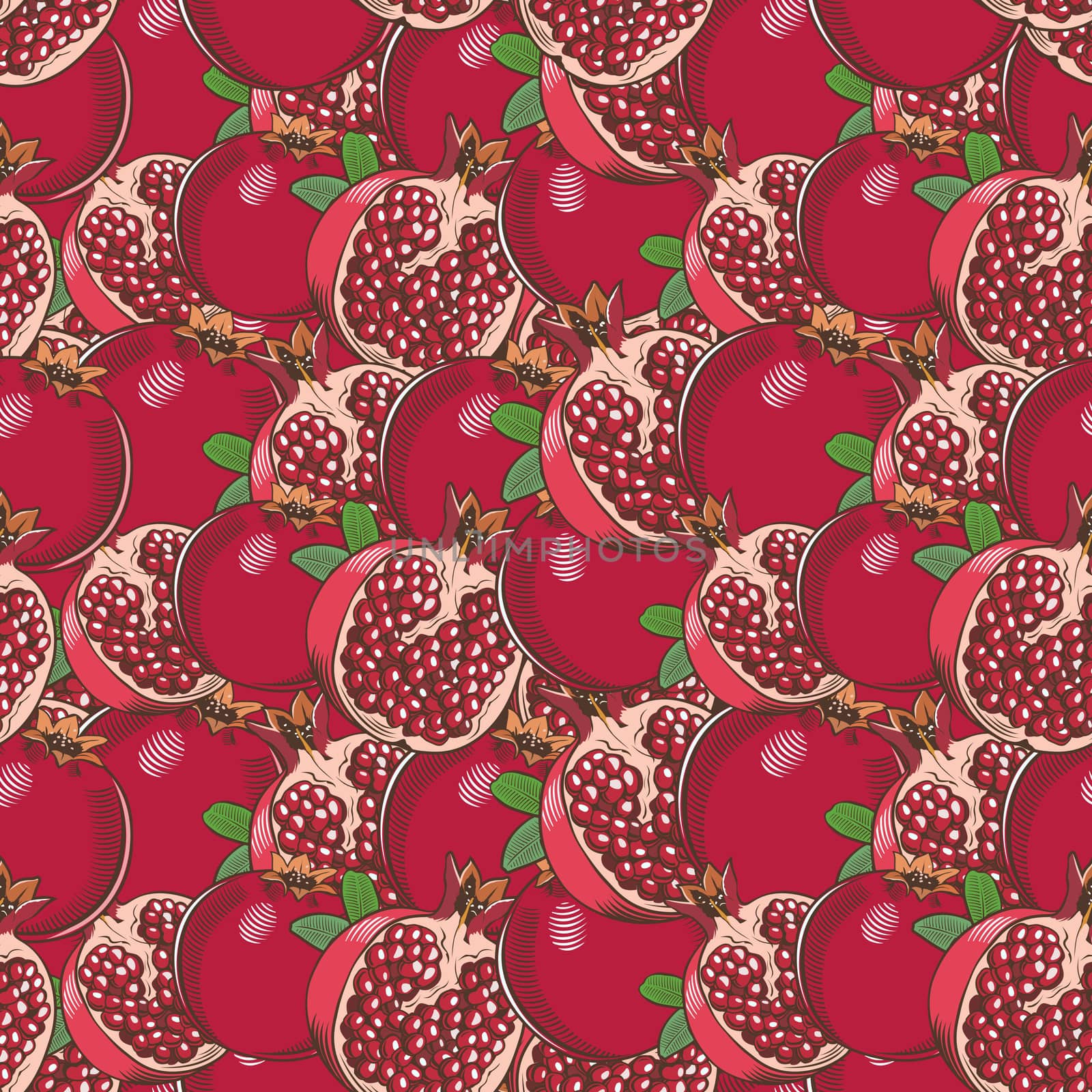 Vintage Pomegranate Seamless Pattern by ConceptCafe