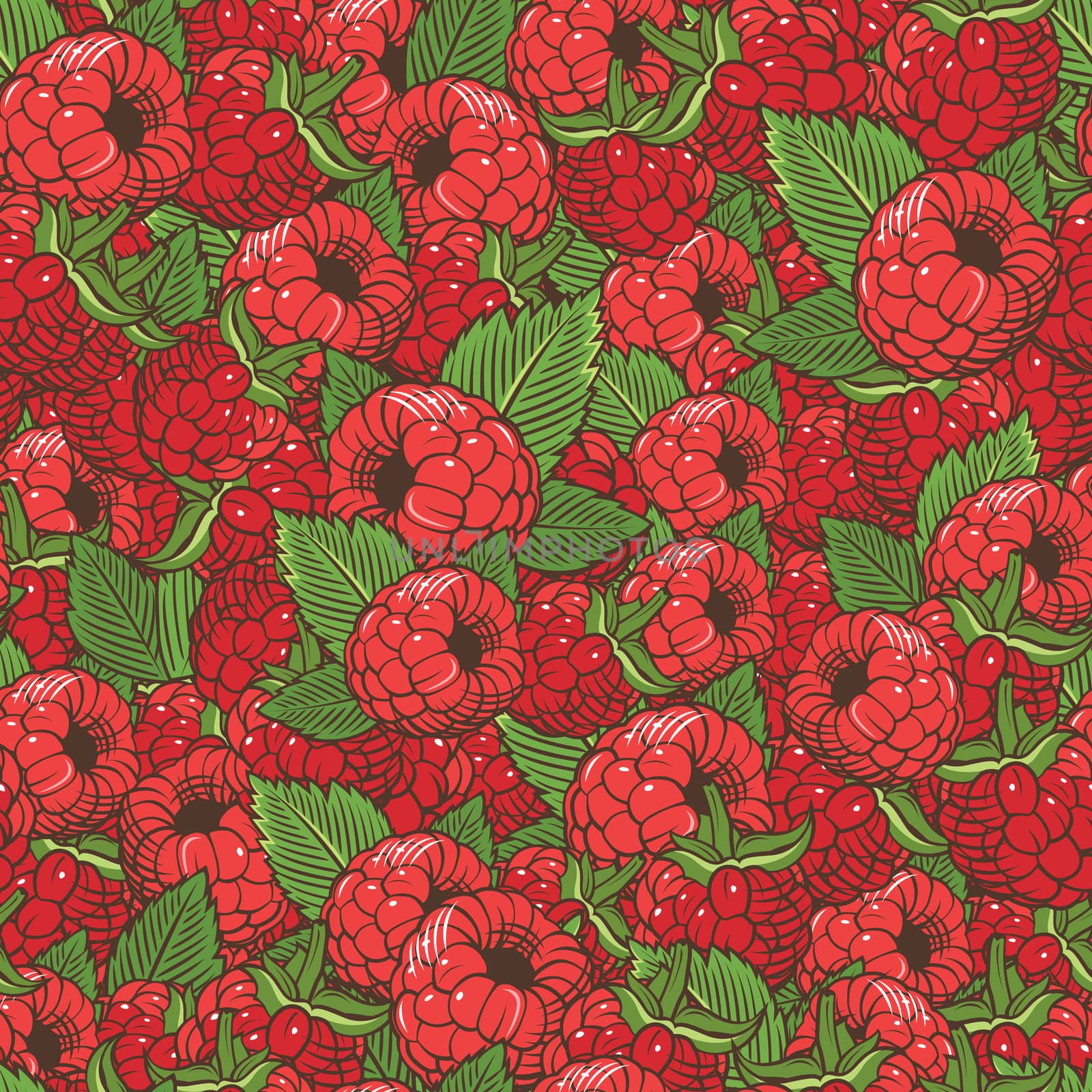 Vintage Raspberries Seamless Pattern by ConceptCafe