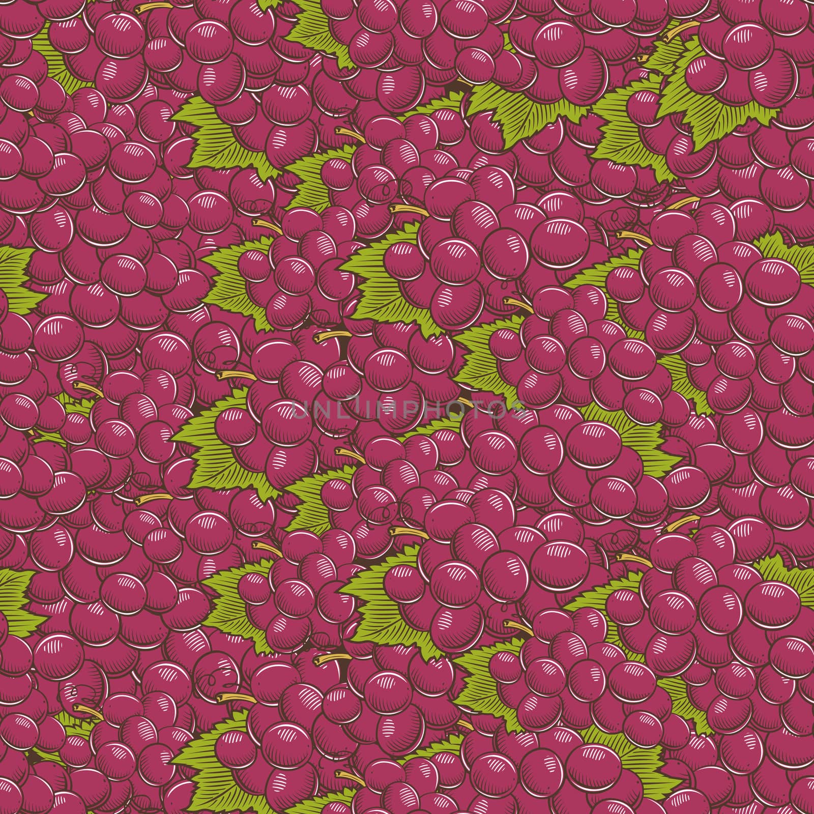 Vintage Red Grapes Seamless Pattern by ConceptCafe