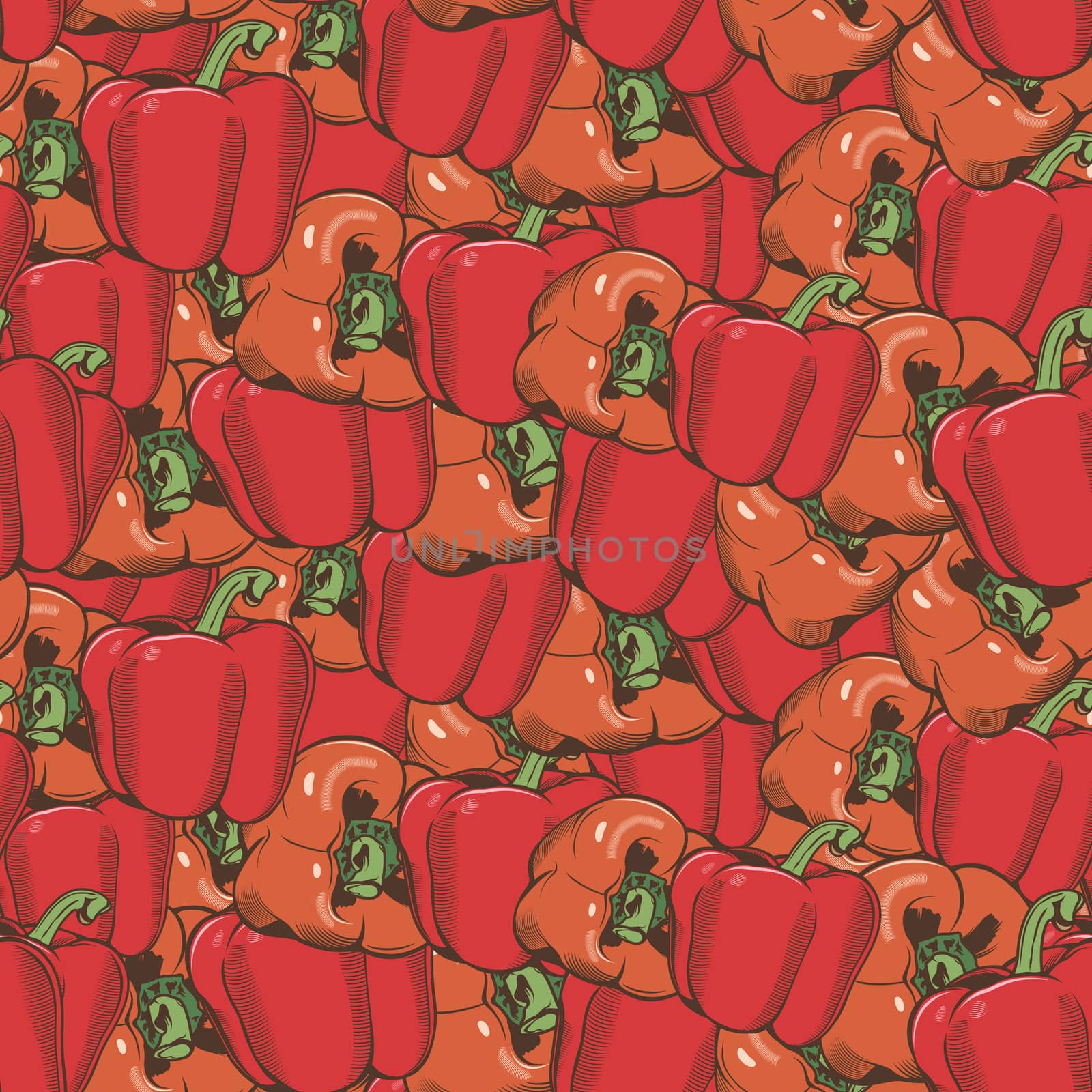 Vintage Red Pepper Seamless Pattern by ConceptCafe
