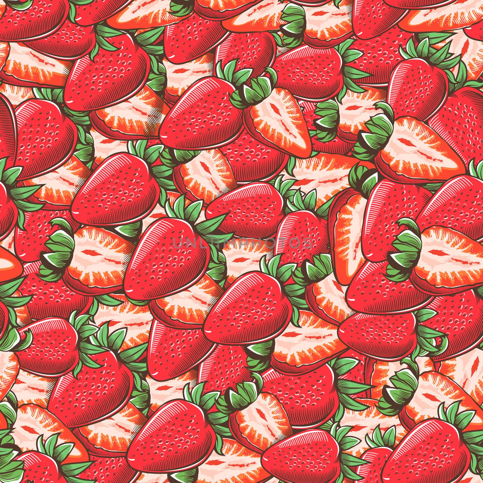 Vintage Strawberry Seamless Pattern by ConceptCafe