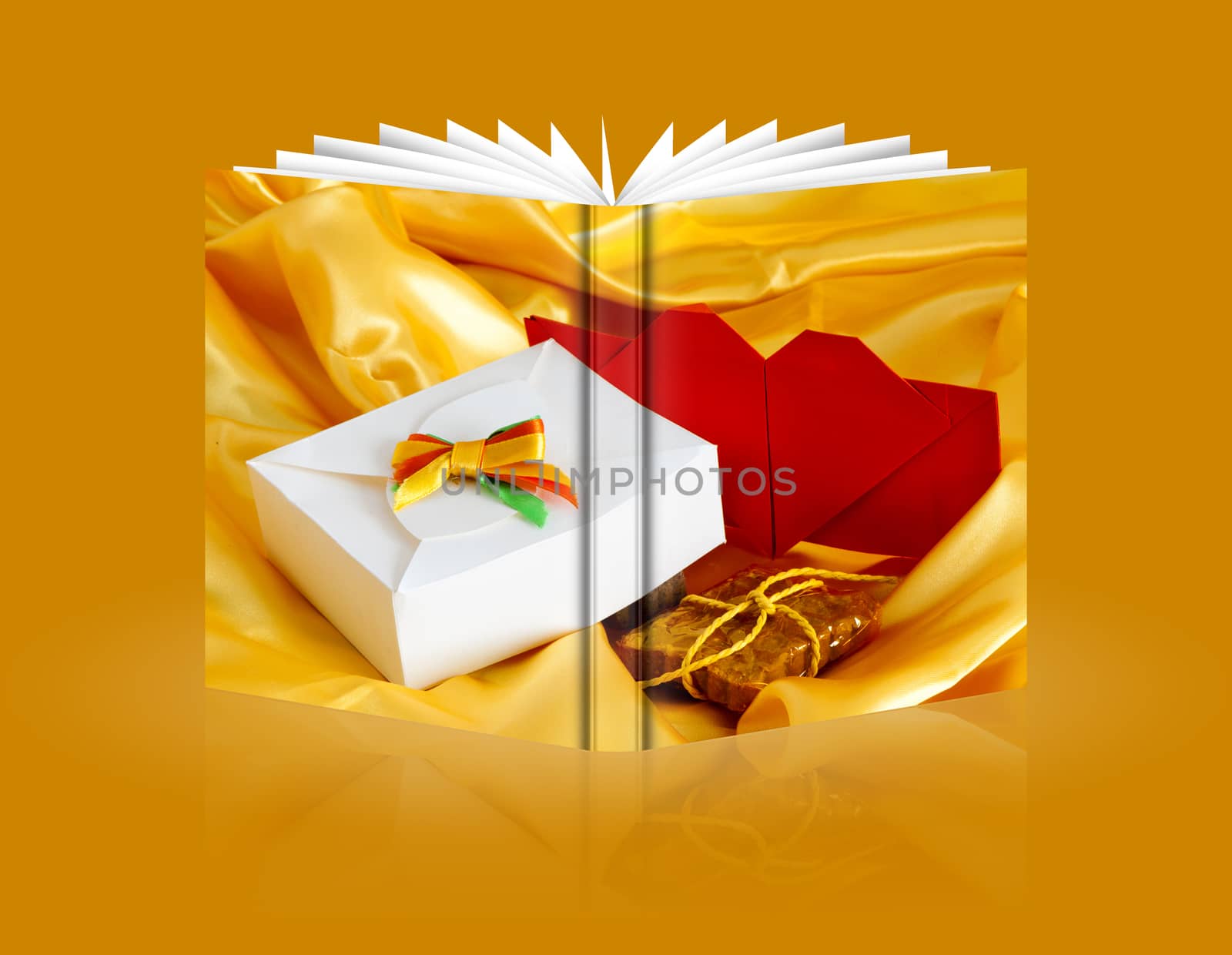 book of weddings favors on yellow background