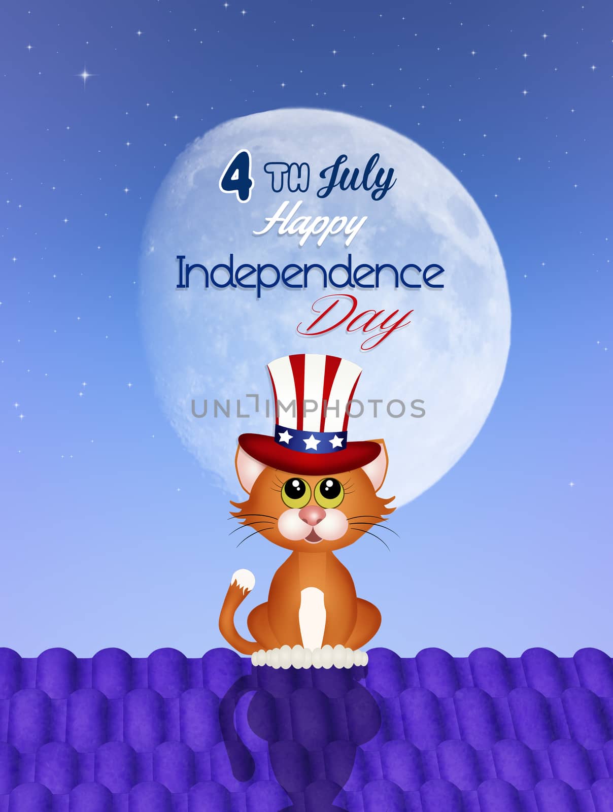 illustration of Independence Day postcard