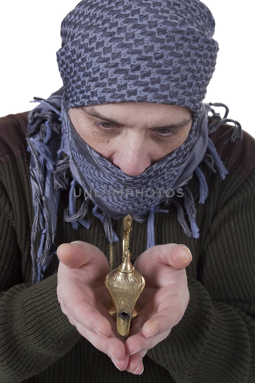Graying Arab man with lamp by VIPDesignUSA