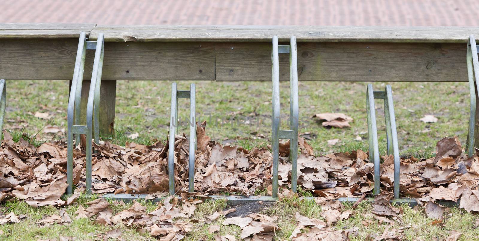 Bike rack in front of a dutch school