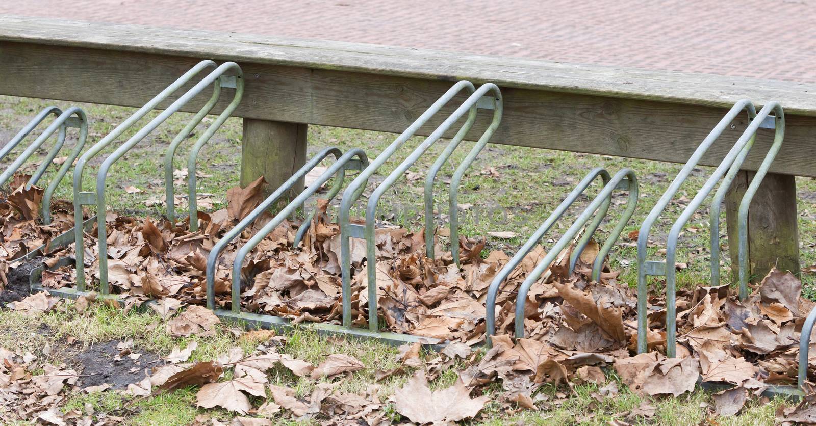 Bike rack in front of a dutch school