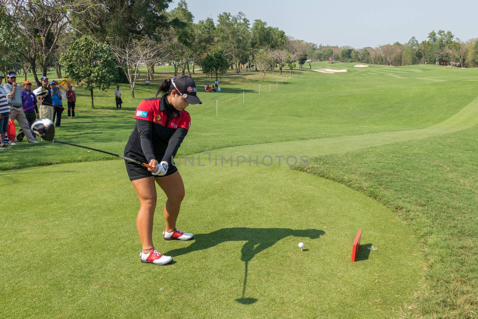 CHONBURI - FEBRUARY 27: Moriya Jutanugarn of Thailand in Honda LPGA Thailand 2016 at Siam Country Club, Pattaya Old Course on February 27, 2016 in Chonburi, Thailand.