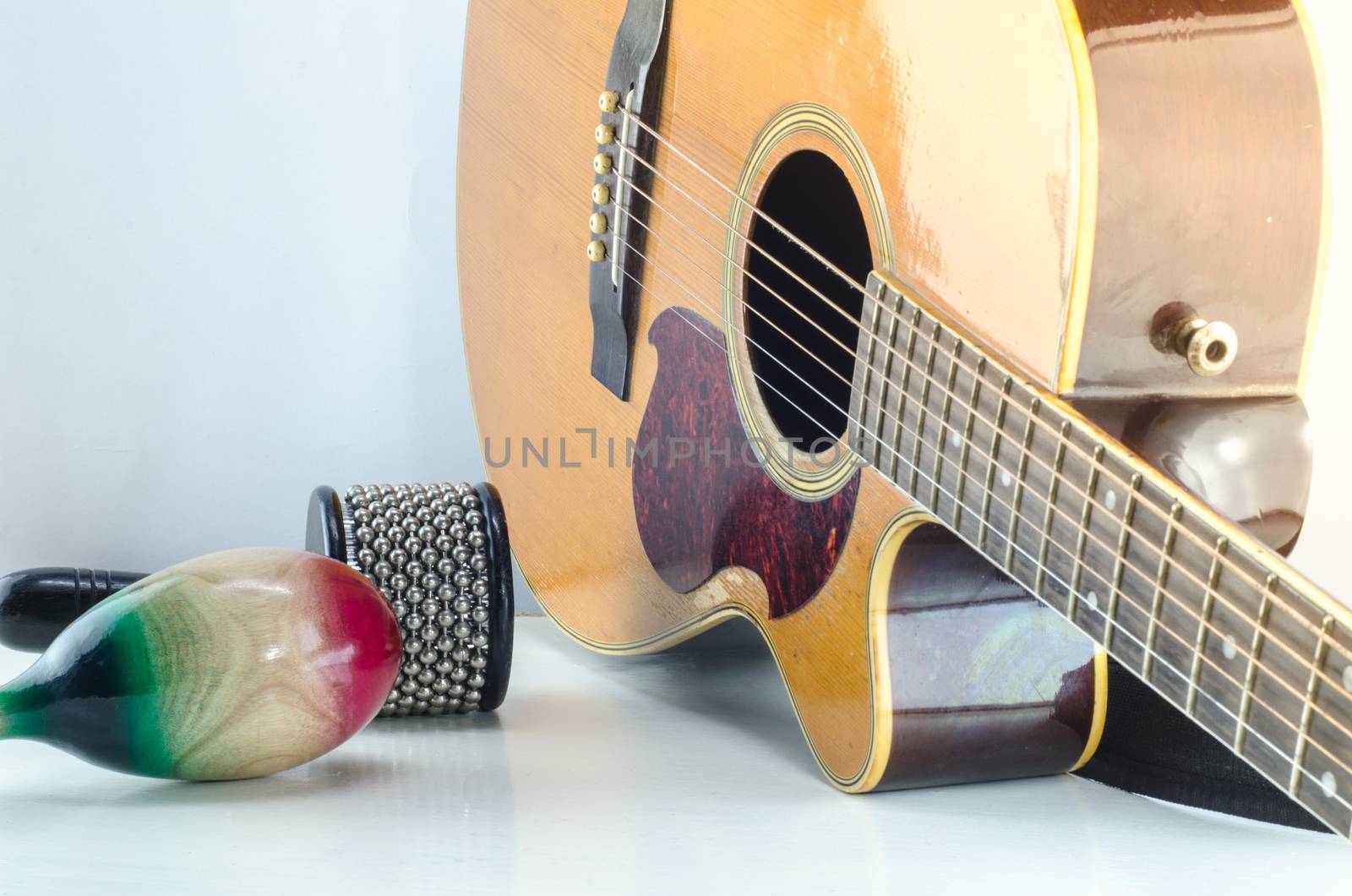 Acoustic guitar Percussion Accessories music White background