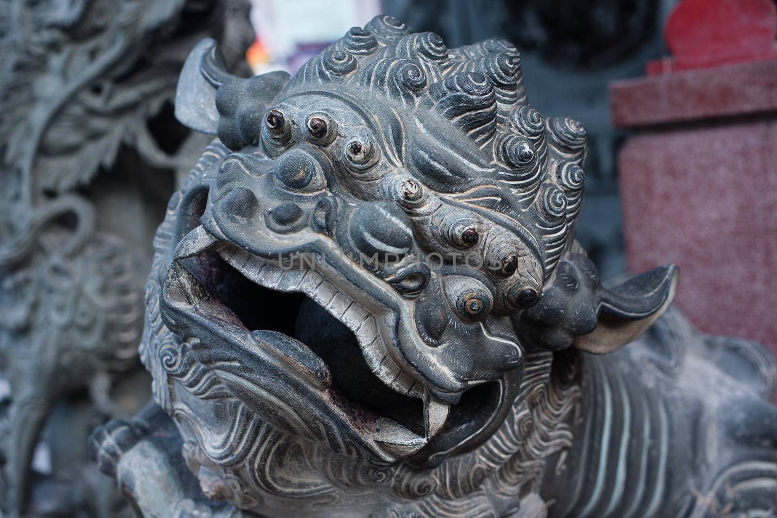 Ornamental sculpture dragon in Malaysia. Temple in South East Asia 