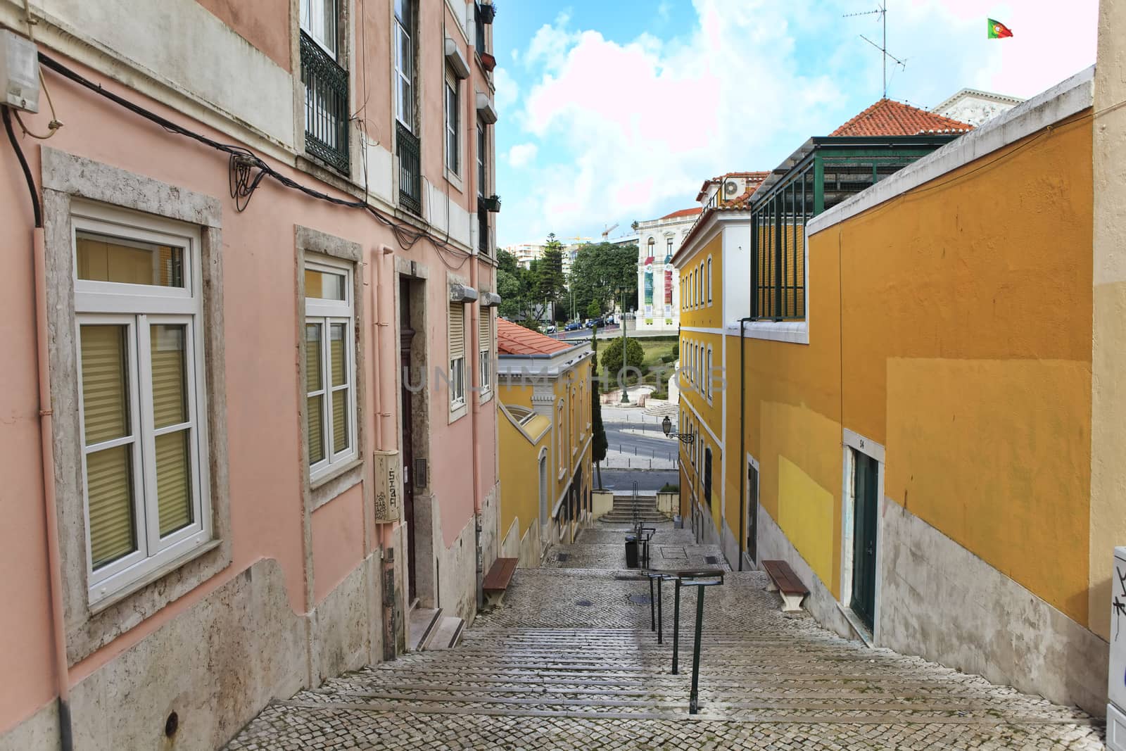 Street  in old town of Lisbon, Portugal