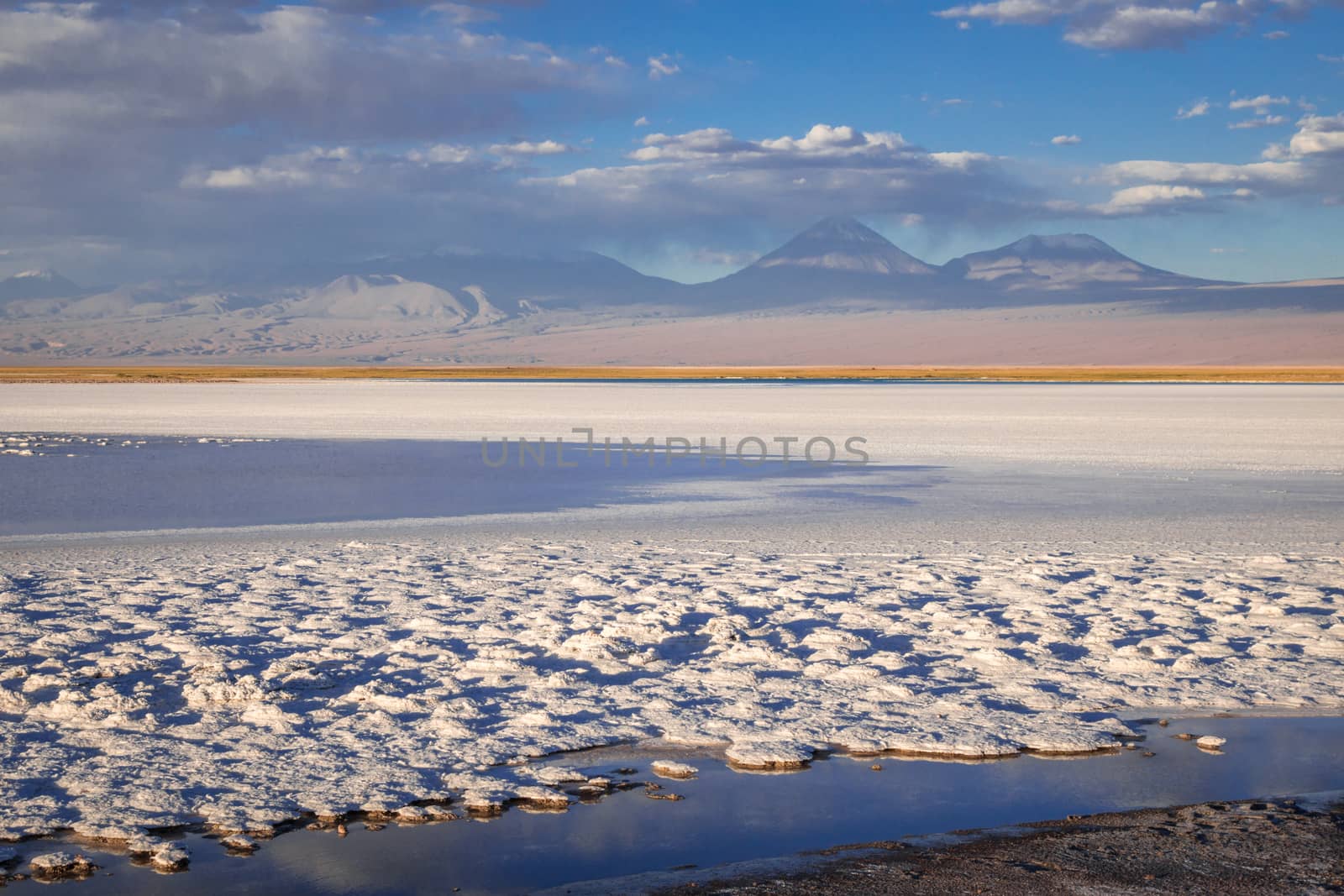 Laguna Tebinquinche sunset landscape in San Pedro de Atacama, Chile