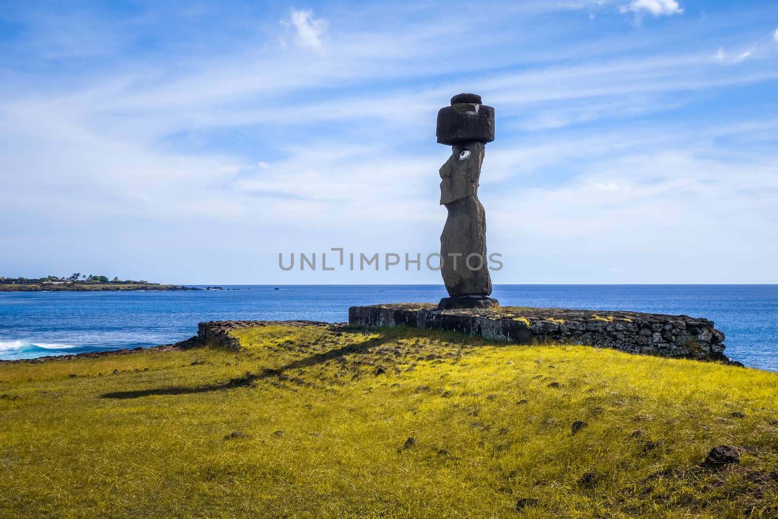 Moais statues, ahu ko te riku, easter island by daboost