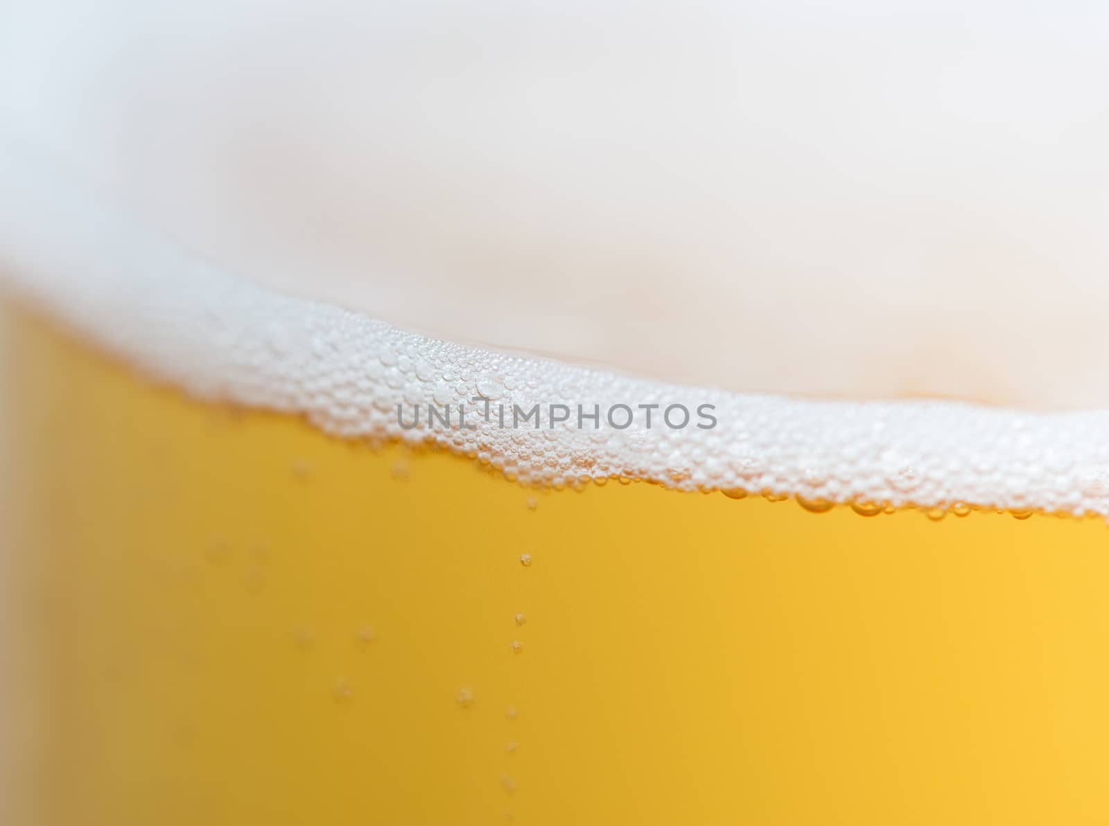 close up of beer bubbles