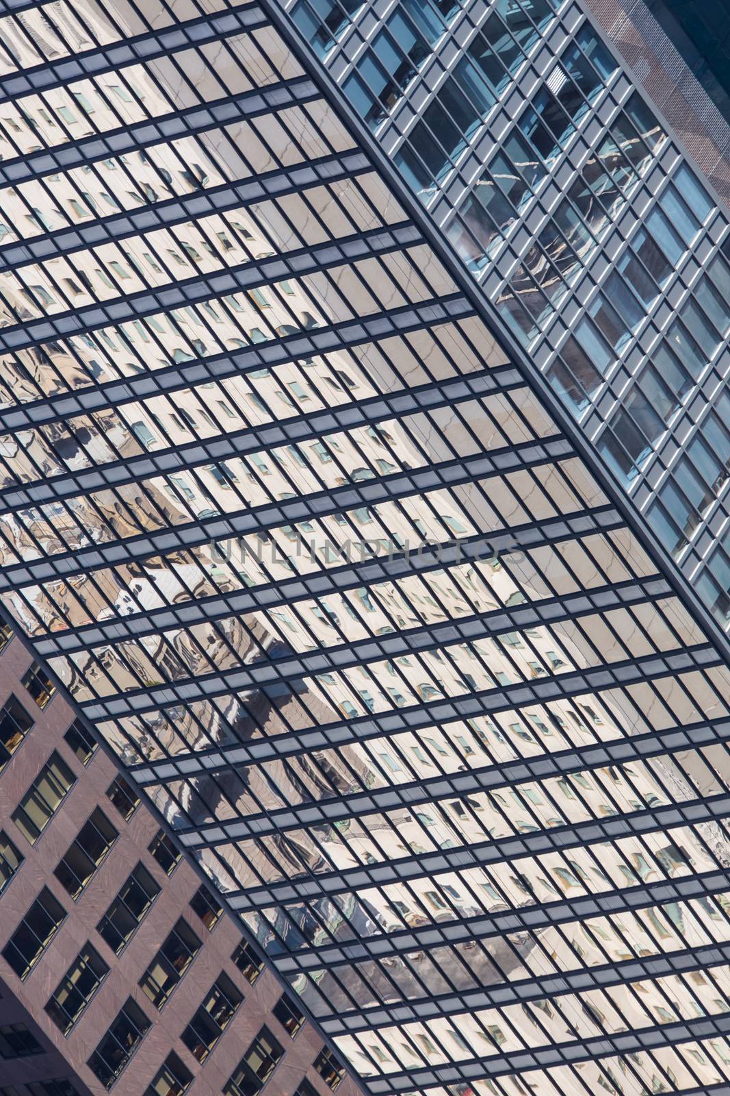 Abstarct pattern of modern office building windows.