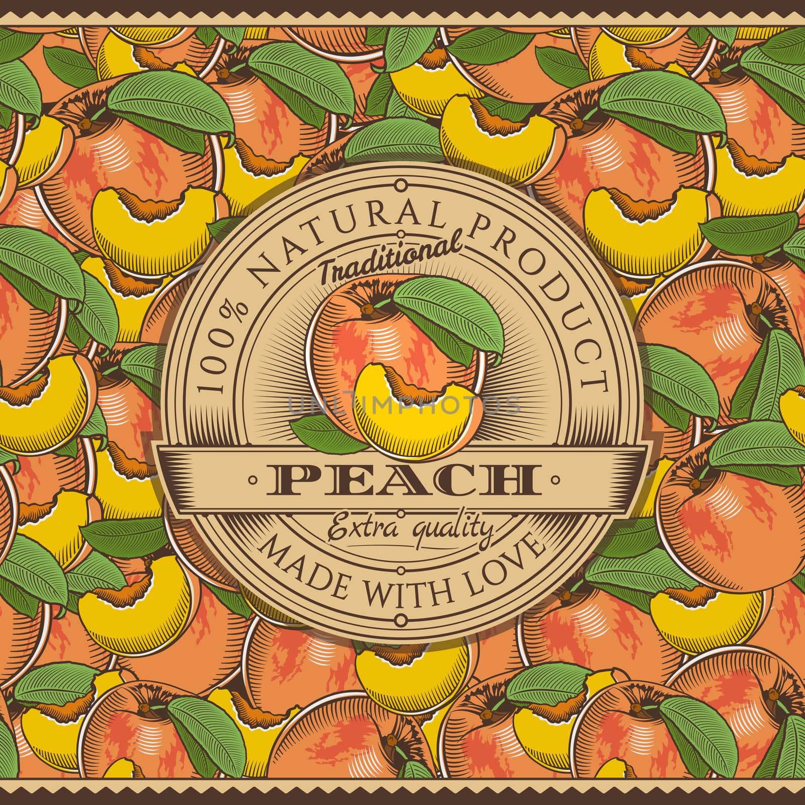 Label on seamless pattern in vintage style.