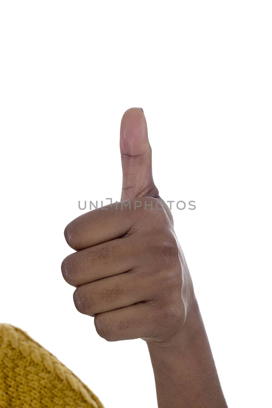 African american hand making thumbs up gesture - Black people