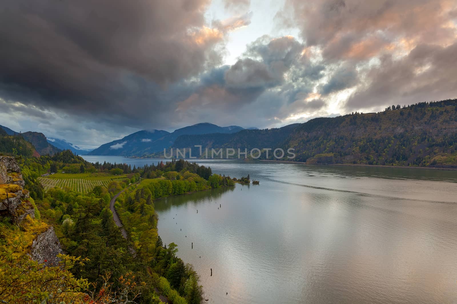 Storm Clouds over Columbia River in Hood River Oregon