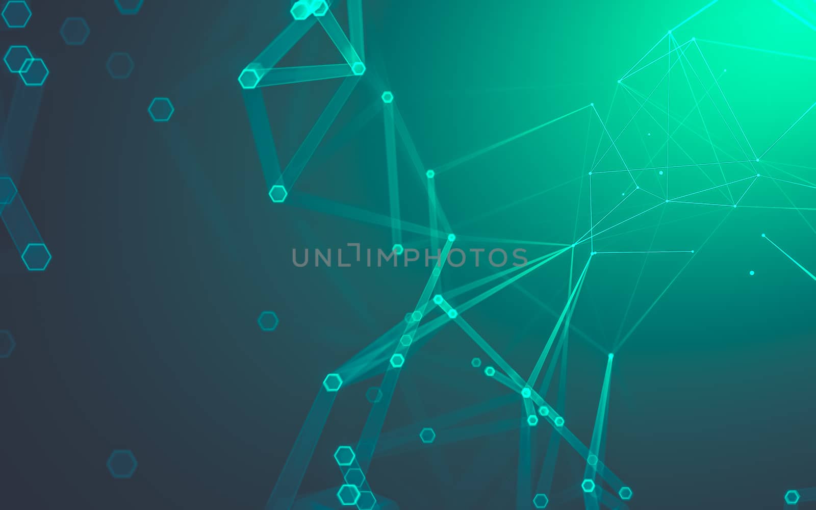 Abstract polygonal space low poly dark background with connecting dots and lines. Connection structure. 3d rendering