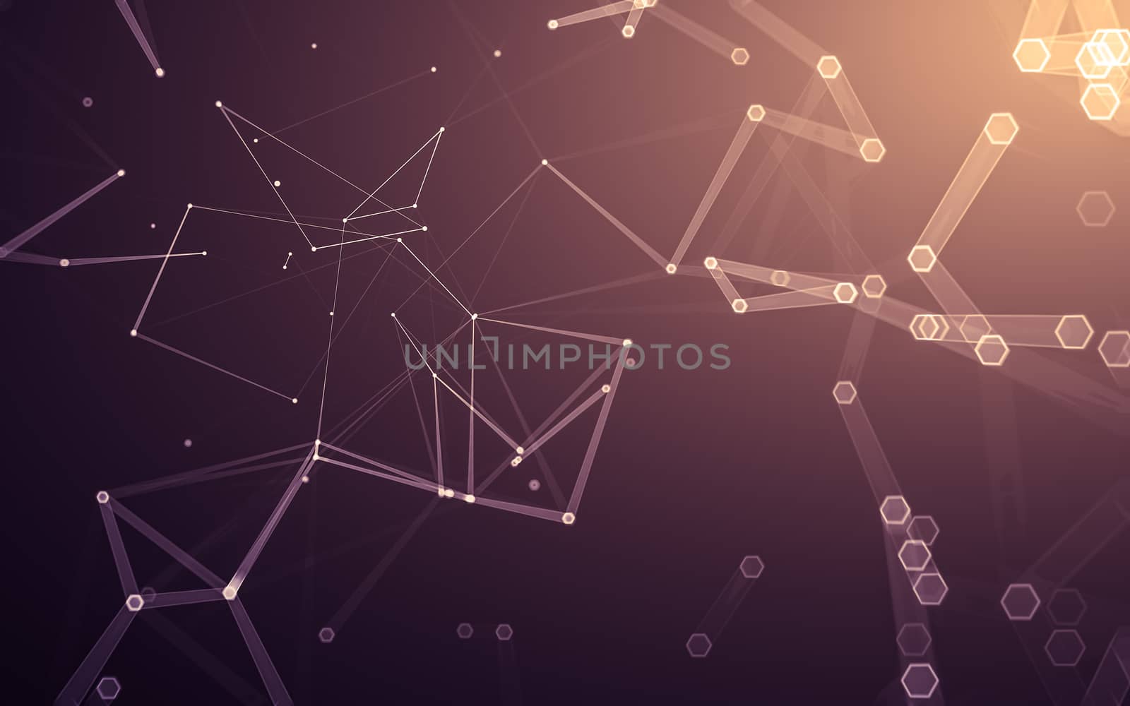 Abstract polygonal space low poly dark background, 3d rendering by teerawit