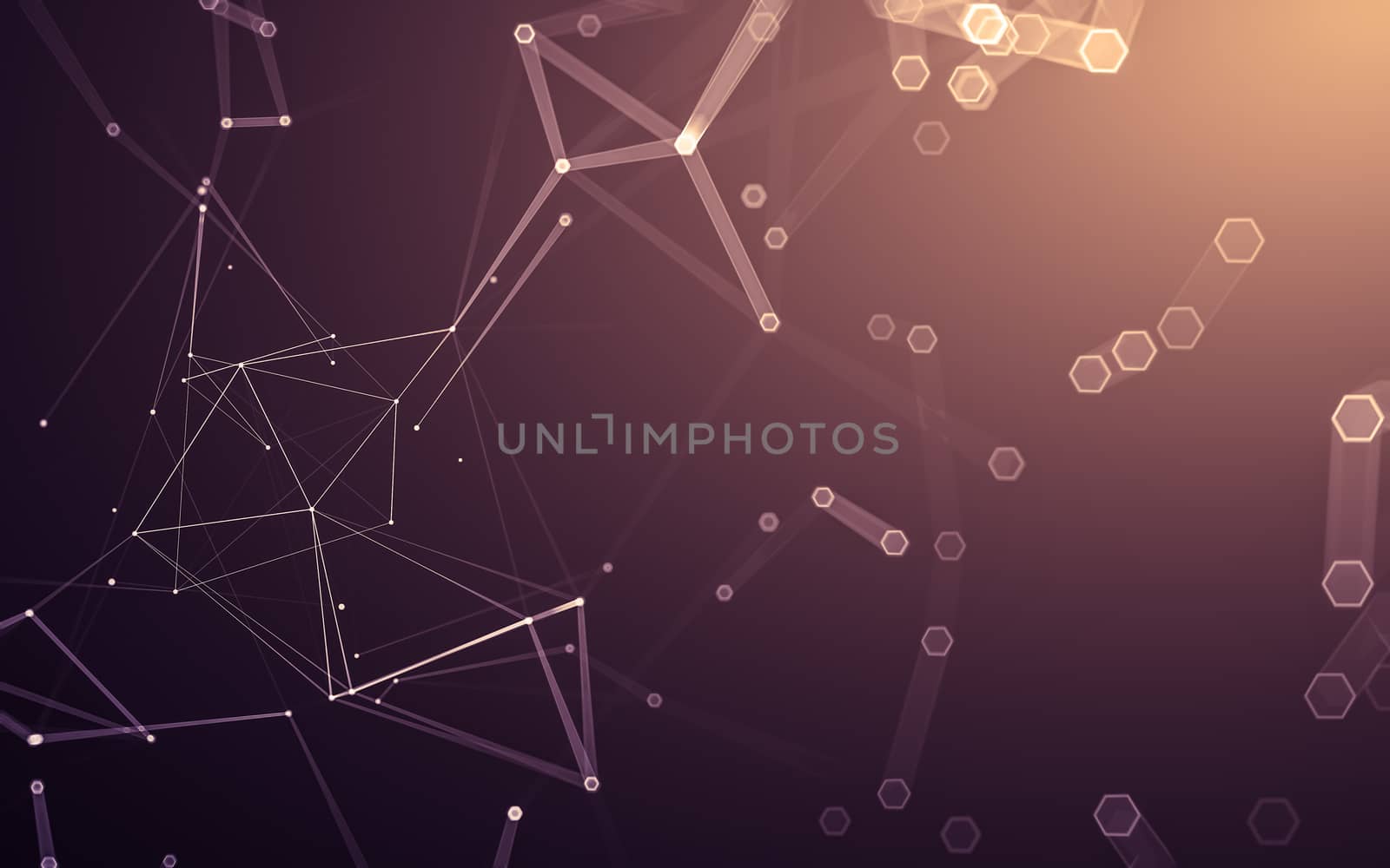 Abstract polygonal space low poly dark background, 3d rendering by teerawit