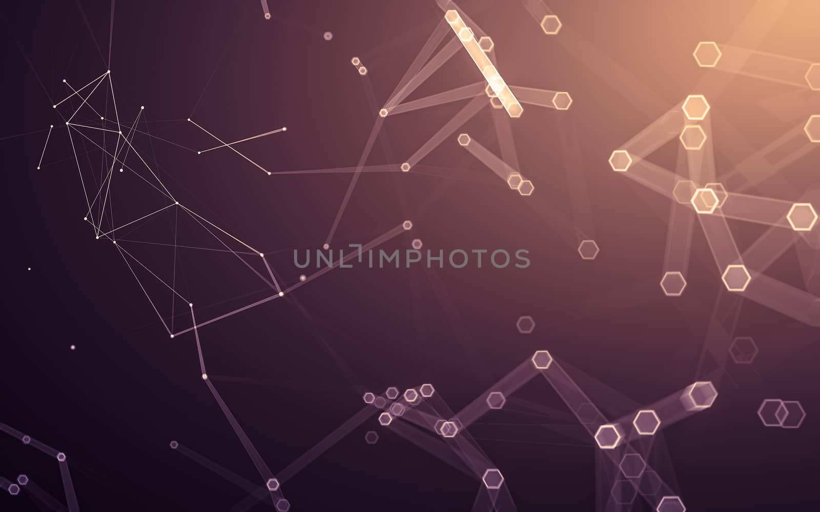 Abstract polygonal space low poly dark background, 3d rendering by teerawit