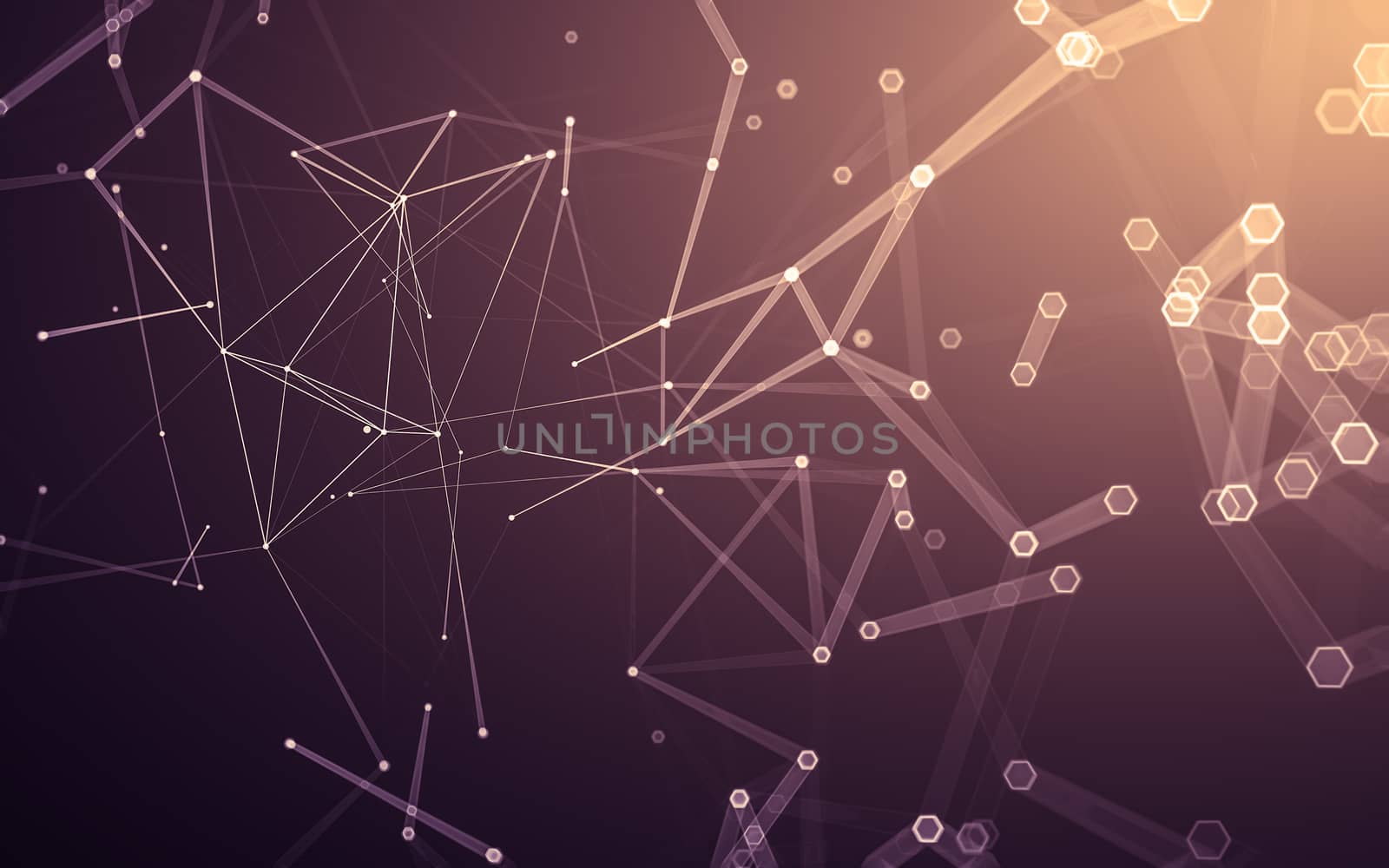 Abstract polygonal space low poly dark background, 3d rendering by teerawit