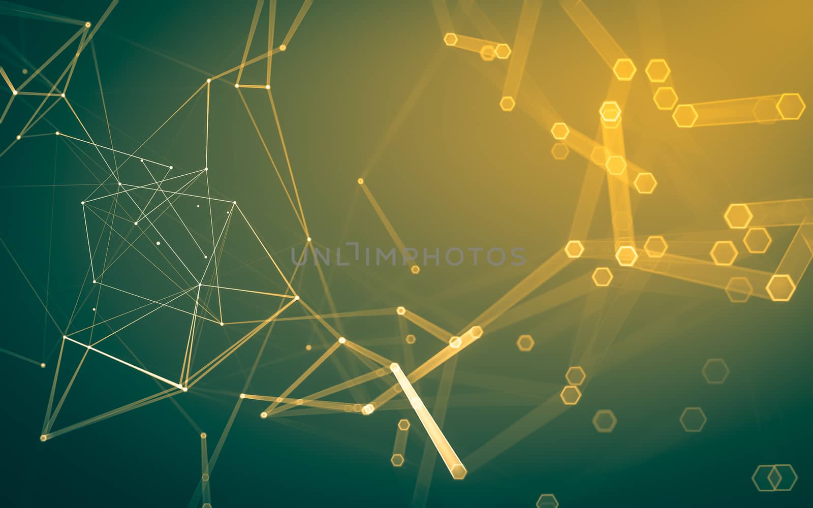 Abstract polygonal space low poly dark background, 3d rendering by teerawit