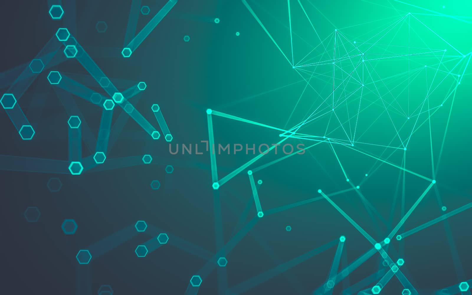 Abstract polygonal space low poly dark background with connecting dots and lines. Connection structure. 3d rendering