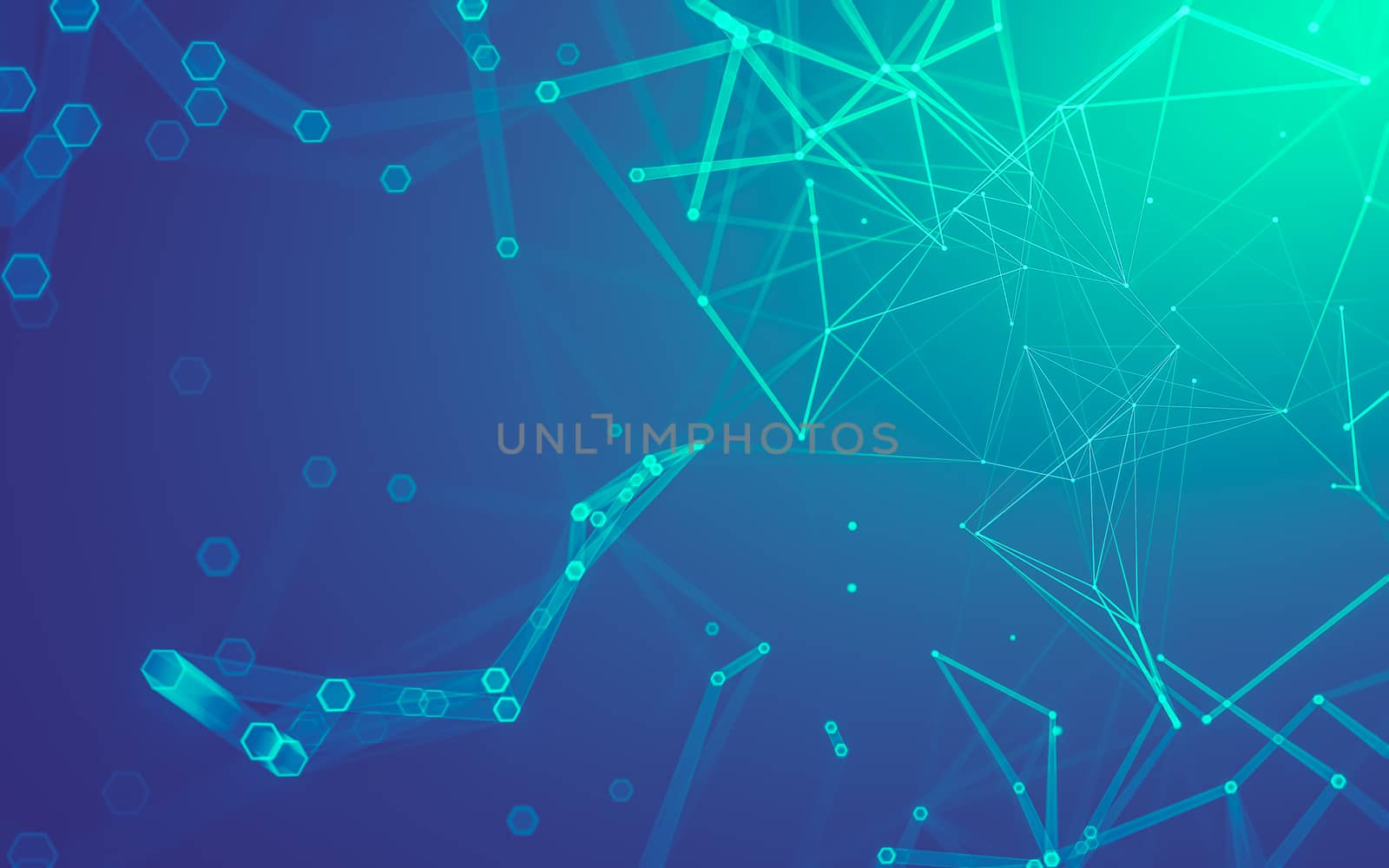 Abstract polygonal space low poly dark background with connecting dots and lines. Connection structure. 3d rendering