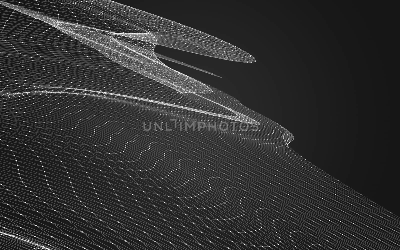 Abstract polygonal space low poly dark background with connecting dots and lines. Connection structure. 3d rendering