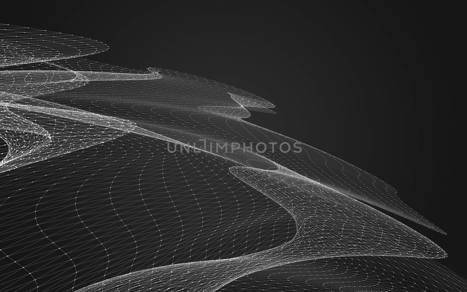 Abstract polygonal space low poly dark background, 3d rendering by teerawit