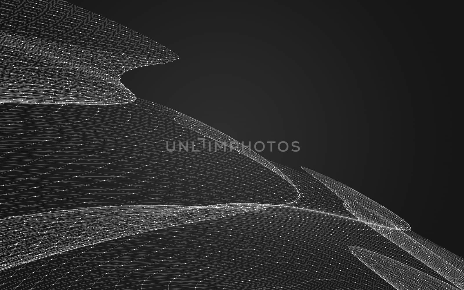 Abstract polygonal space low poly dark background with connecting dots and lines. Connection structure. 3d rendering