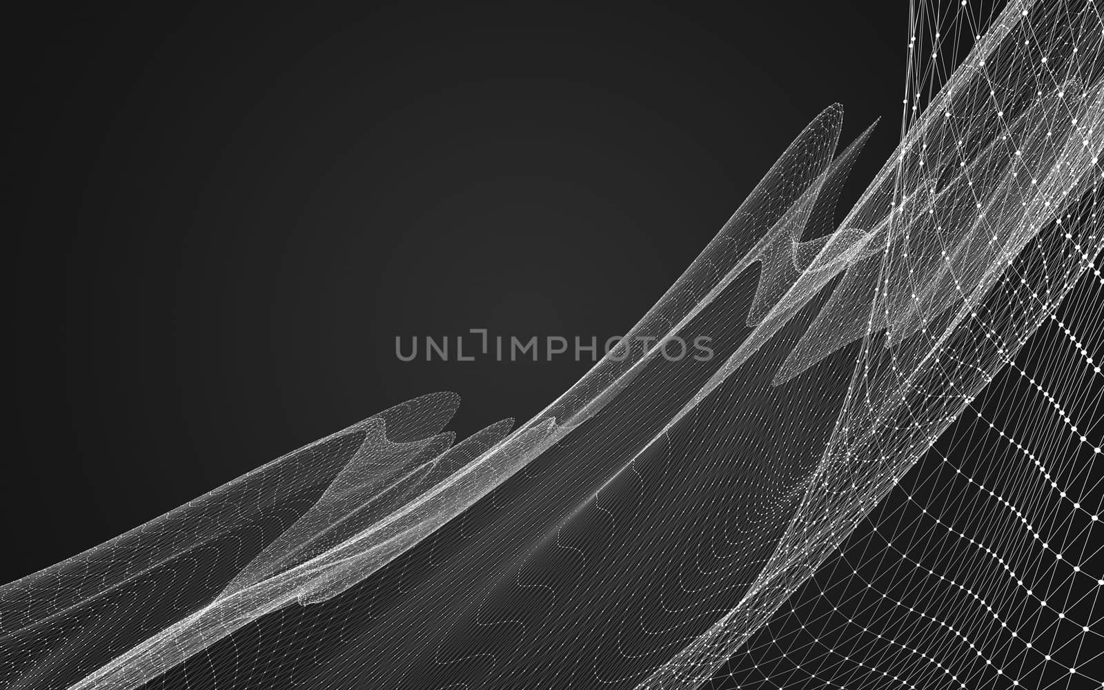 Abstract polygonal space low poly dark background, 3d rendering by teerawit