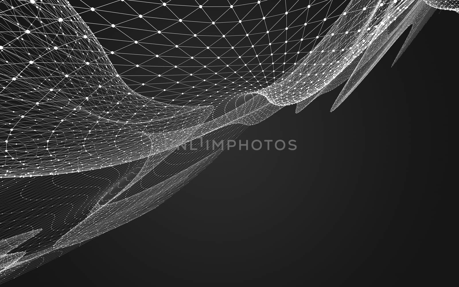 Abstract polygonal space low poly dark background, 3d rendering by teerawit