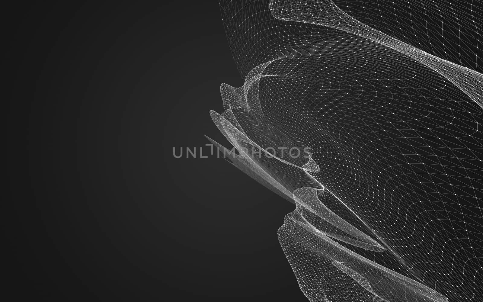 Abstract polygonal space low poly dark background, 3d rendering by teerawit