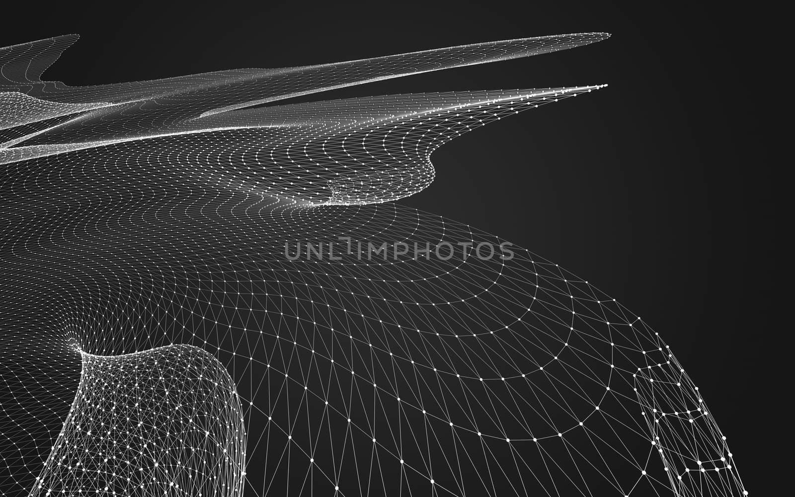 Abstract polygonal space low poly dark background with connecting dots and lines. Connection structure. 3d rendering