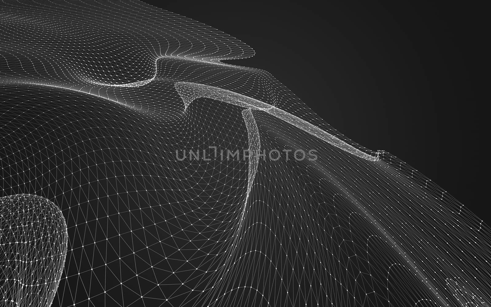 Abstract polygonal space low poly dark background with connecting dots and lines. Connection structure. 3d rendering