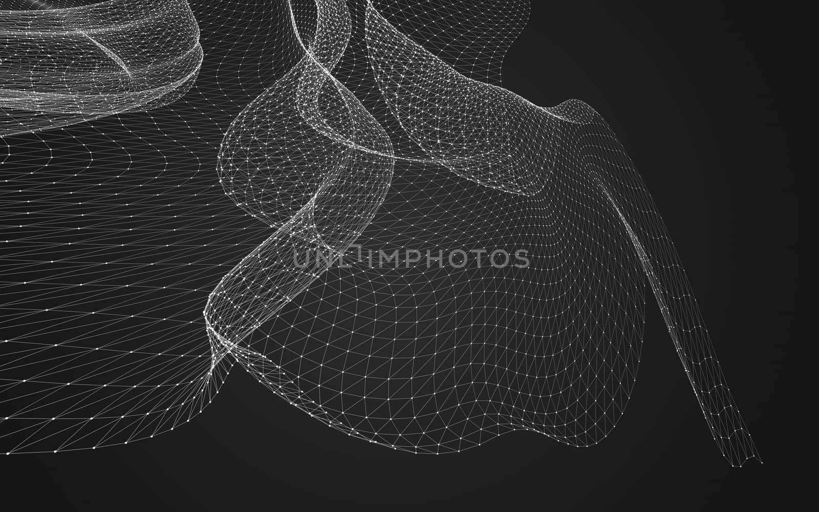 Abstract polygonal space low poly dark background with connecting dots and lines. Connection structure. 3d rendering