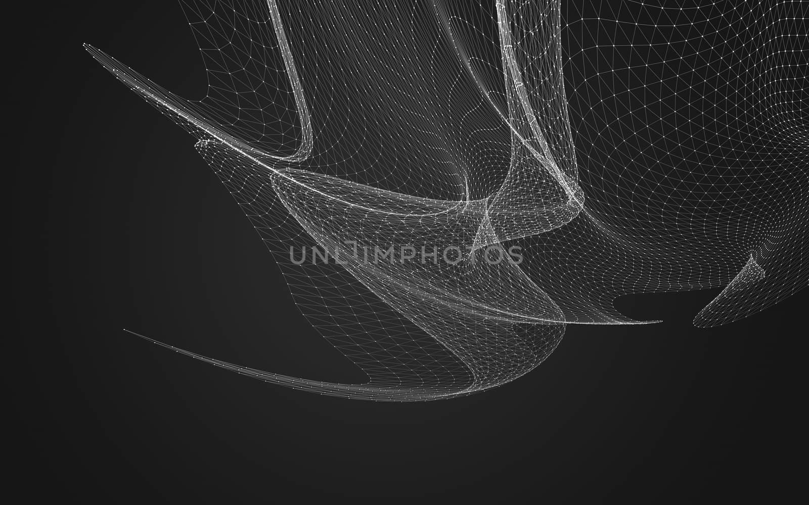 Abstract polygonal space low poly dark background with connecting dots and lines. Connection structure. 3d rendering