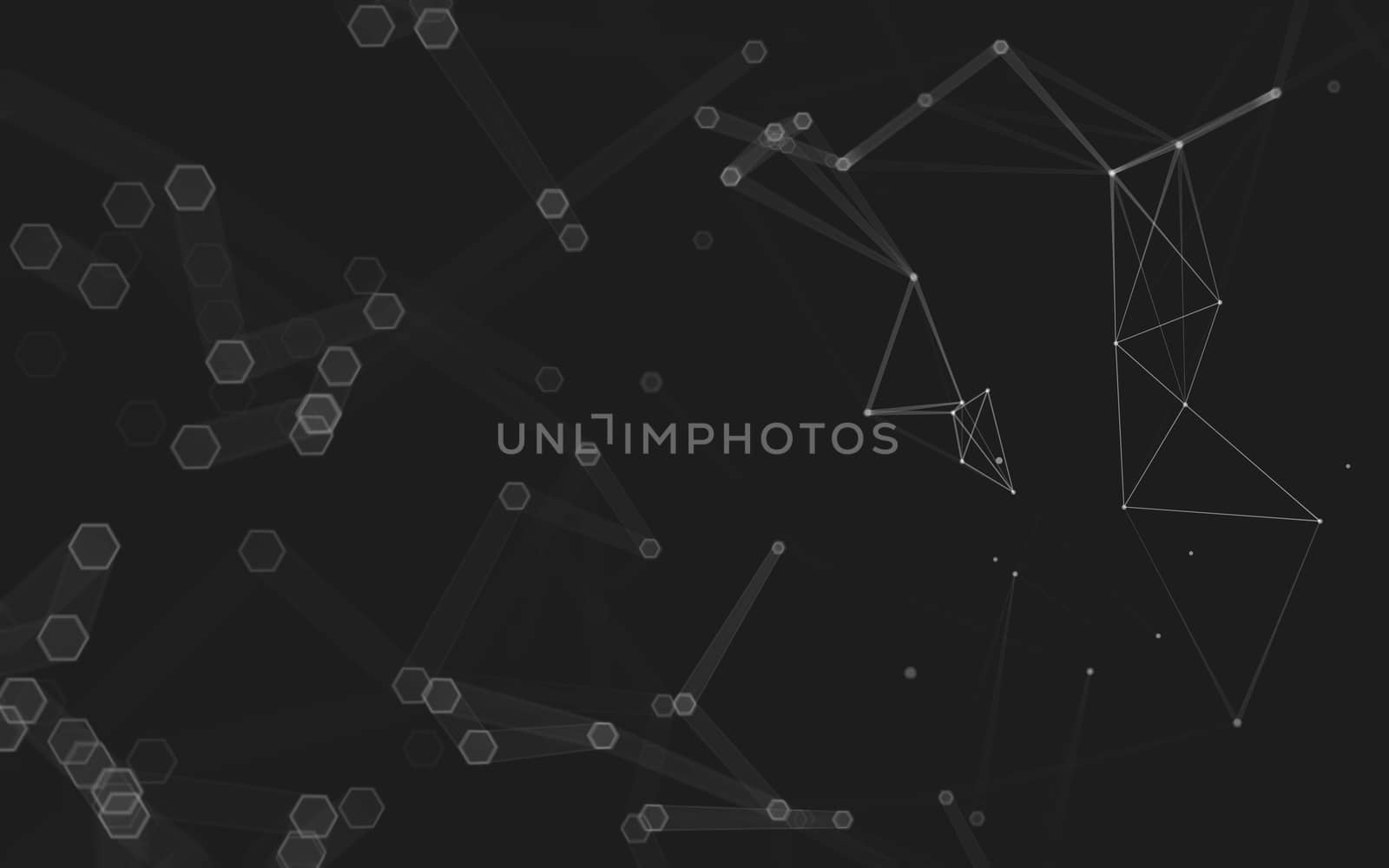 Abstract polygonal space low poly dark background with connecting dots and lines. Connection structure. 3d rendering