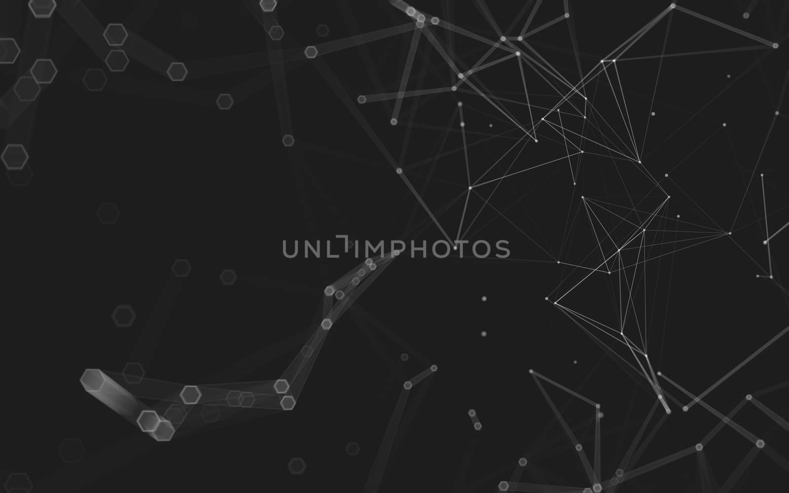 Abstract polygonal space low poly dark background with connecting dots and lines. Connection structure. 3d rendering