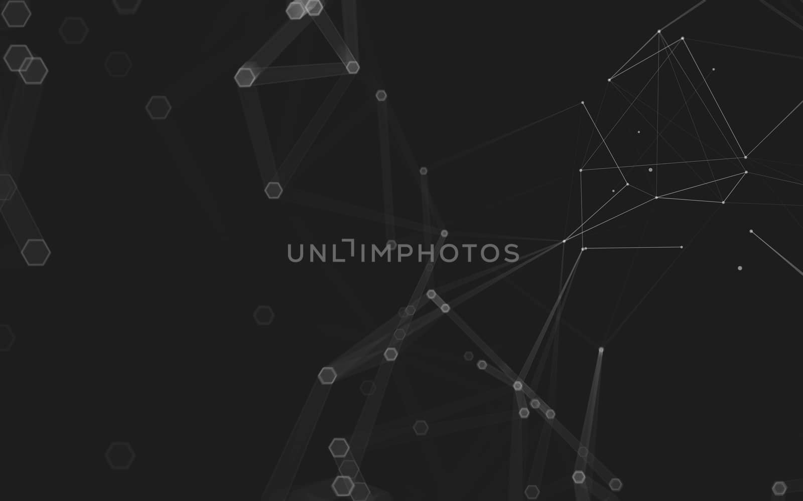 Abstract polygonal space low poly dark background with connecting dots and lines. Connection structure. 3d rendering