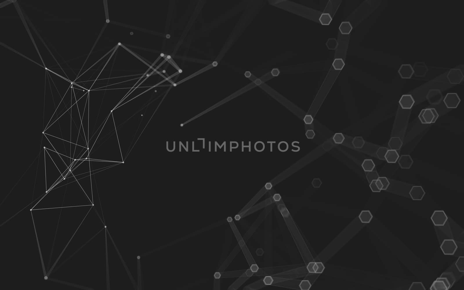 Abstract polygonal space low poly dark background with connecting dots and lines. Connection structure. 3d rendering