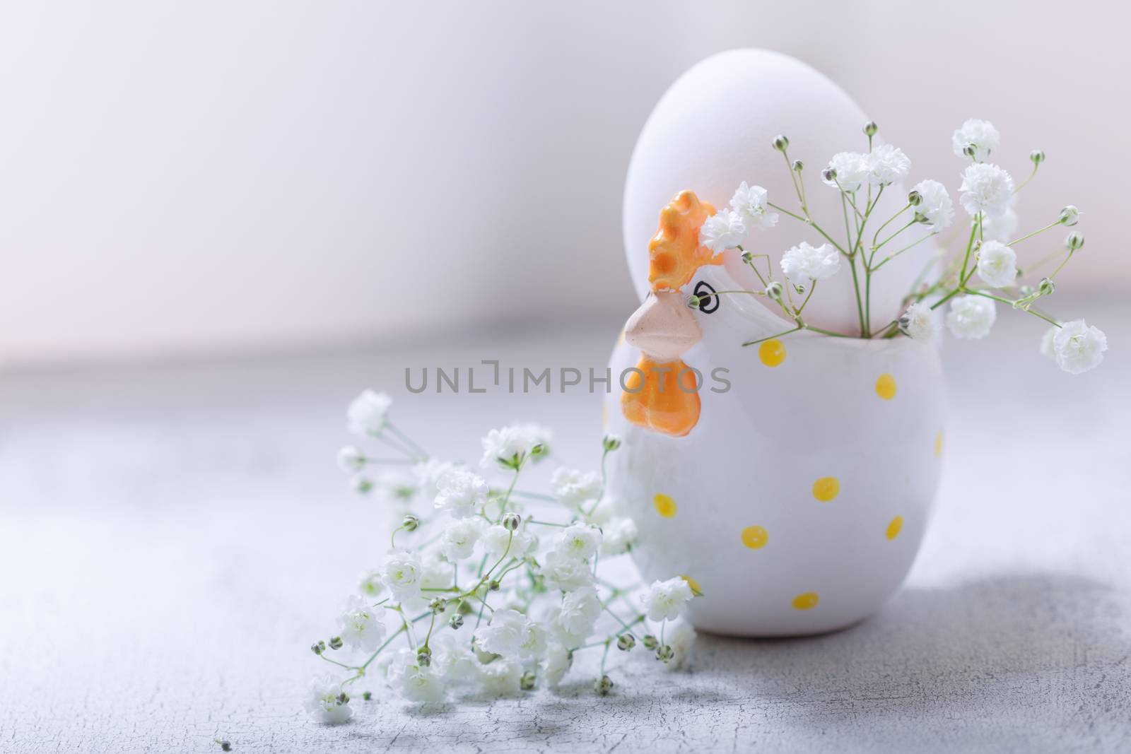 Egg with flowers on a white background. Easter Symbols. by supercat67