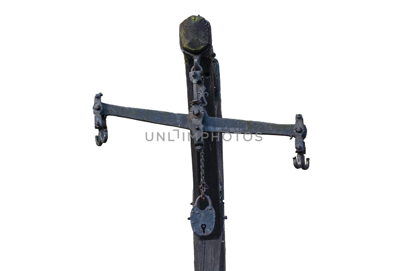 Antique scales of iron. Market balance beam scale