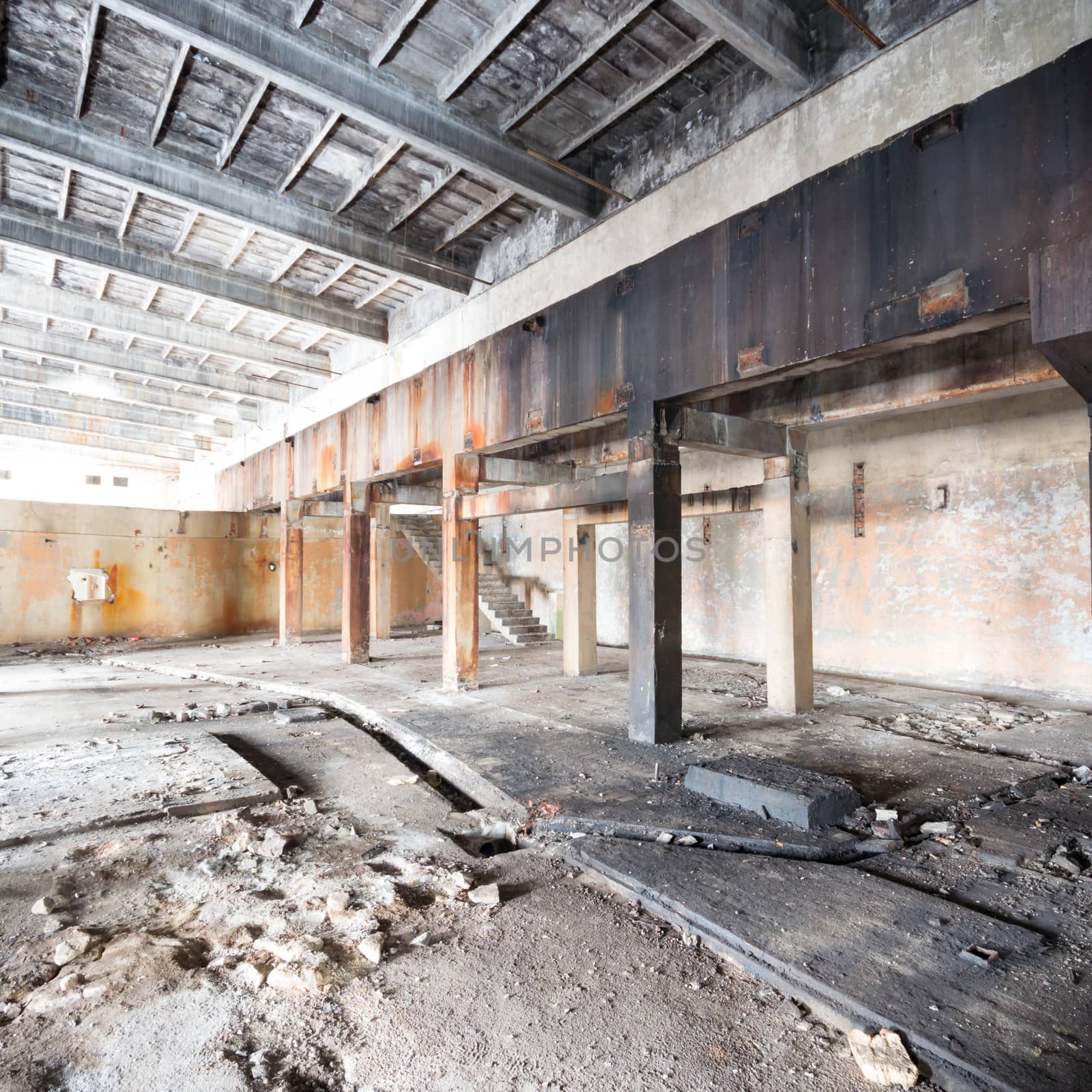 ruins of a very heavily polluted industrial factory, industrial series